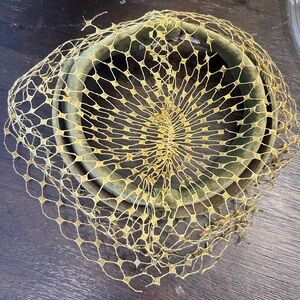 Vintage Valerie Modes netted headband. Green and gold.